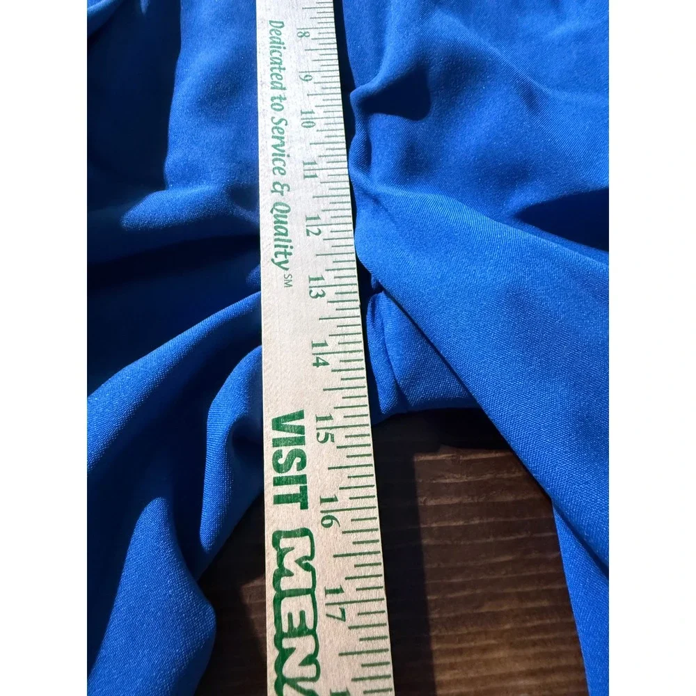 Vintage Style Mens Royal Blue Pleated Cuffed Dress Shorts Size 36 Polyester